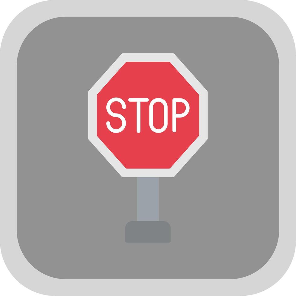 Stop Flat Round Corner Icon vector