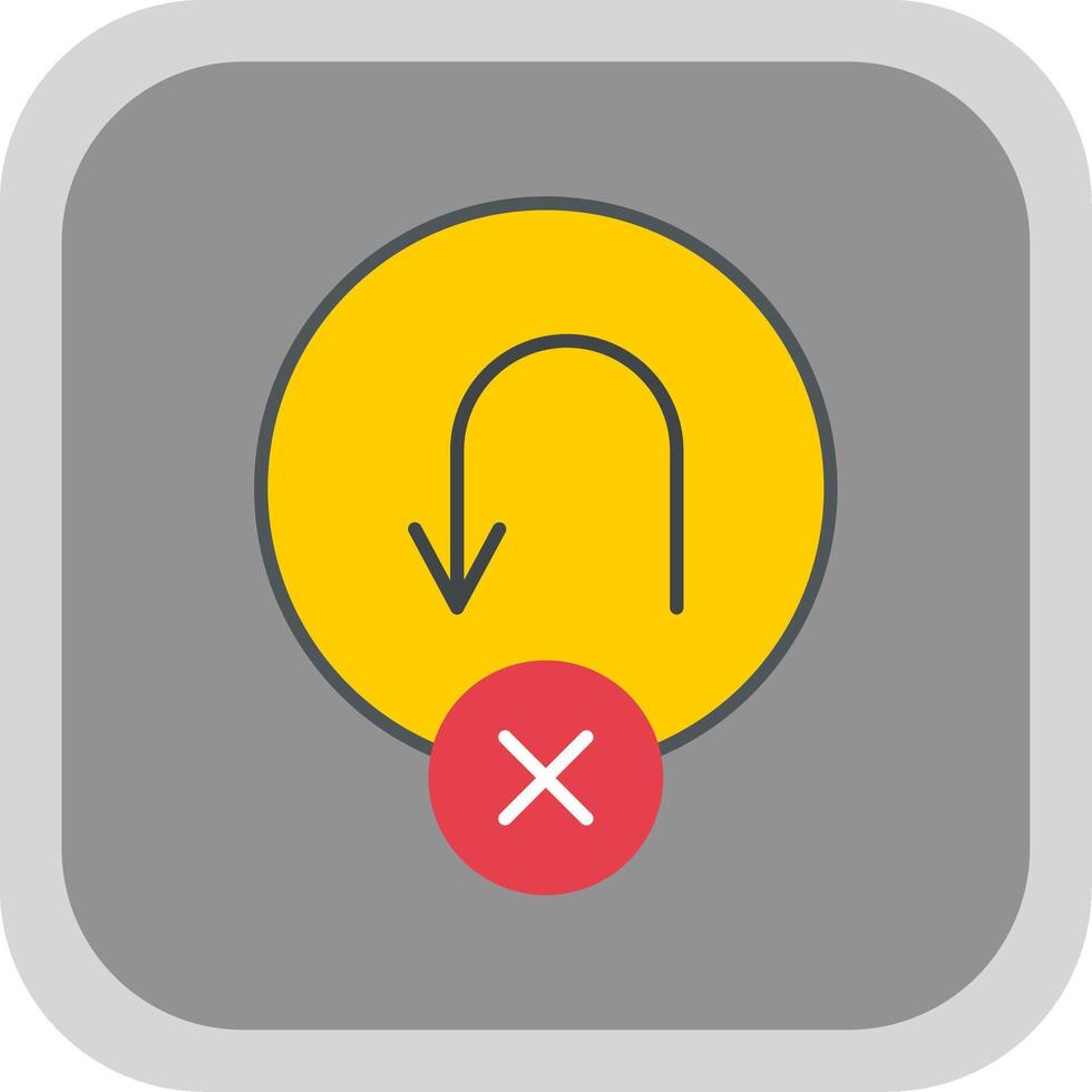 No U Turn Flat Round Corner Icon vector