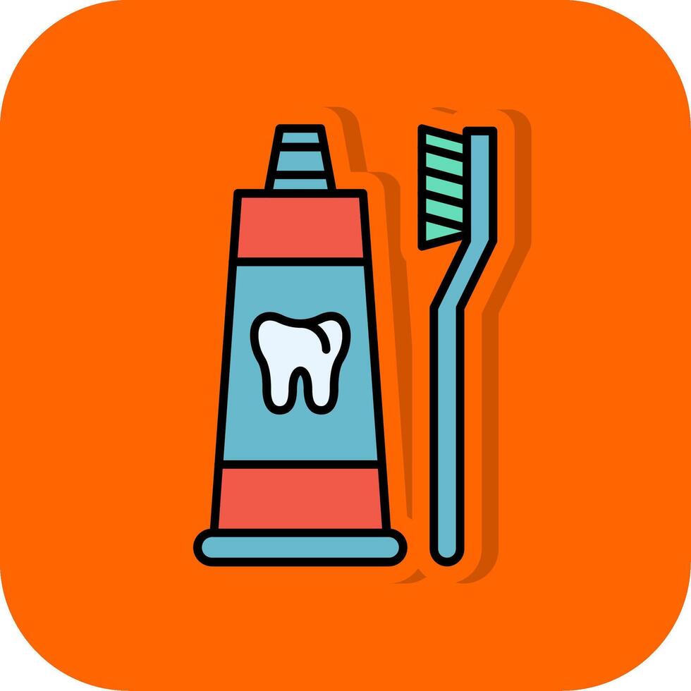 Toothpaste Filled Orange background Icon vector