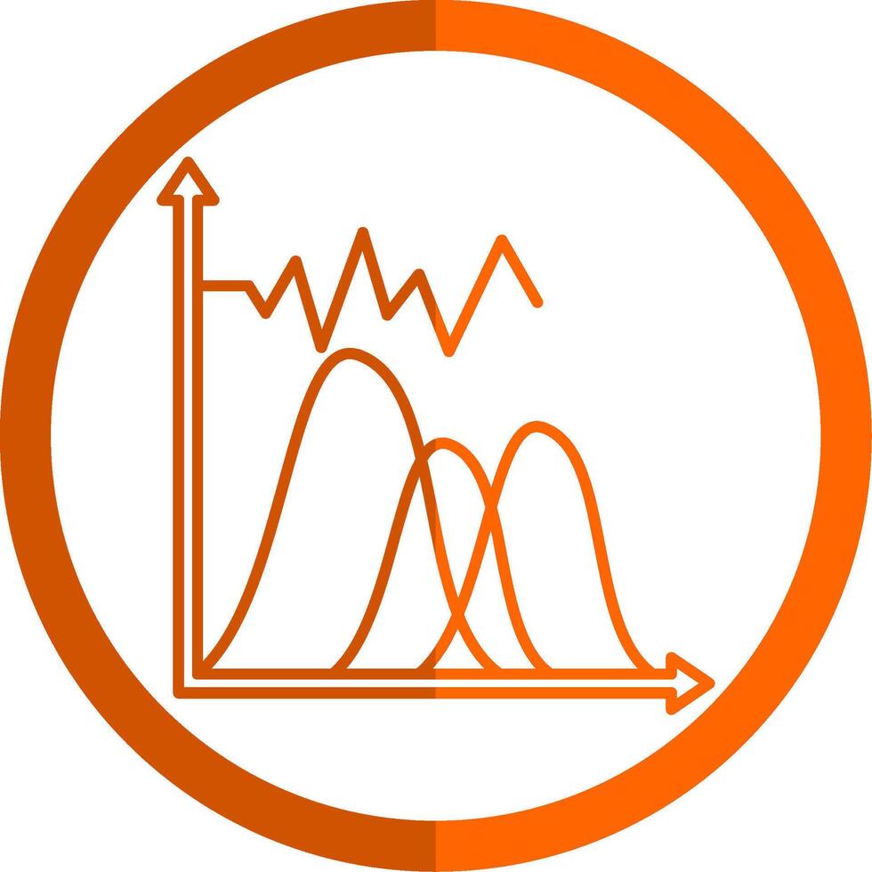 Wave Chart Line Orange Circle Icon vector