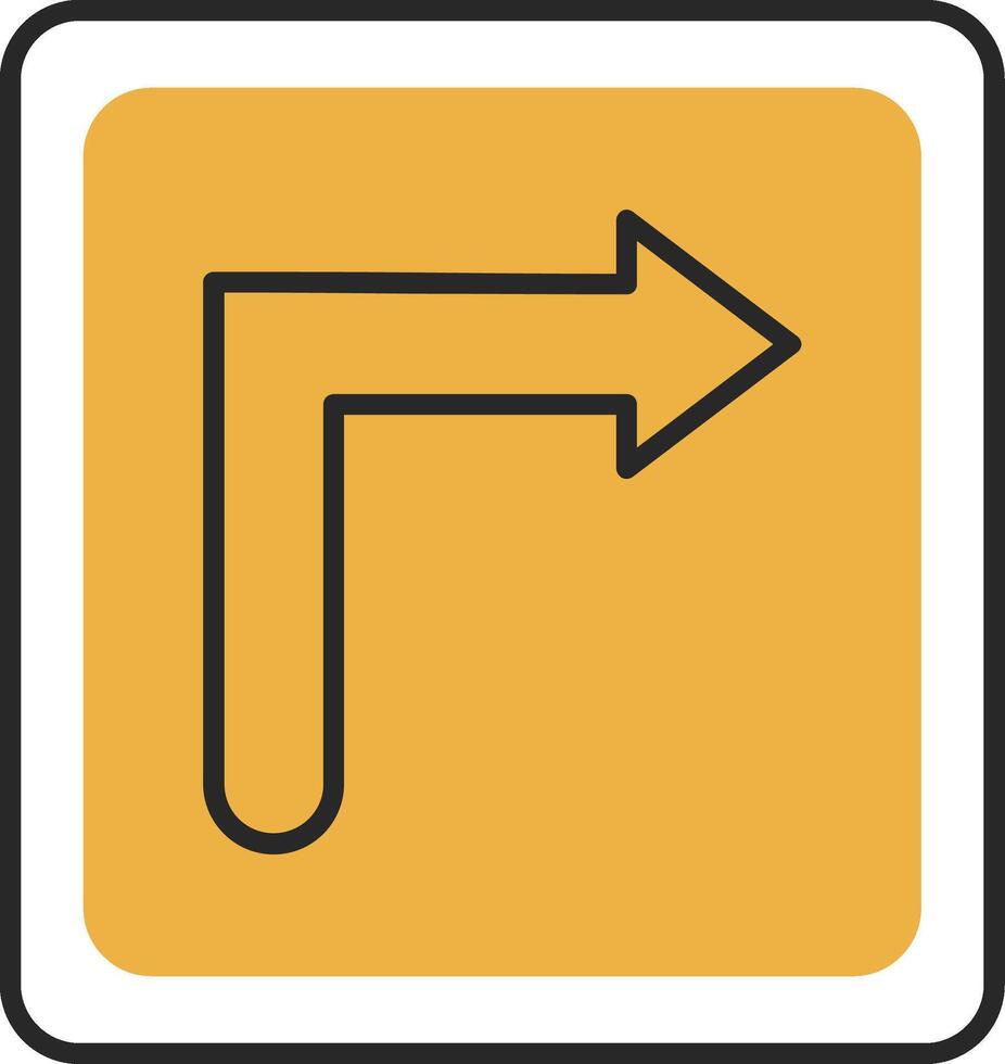 Turn Right Skined Filled Icon vector