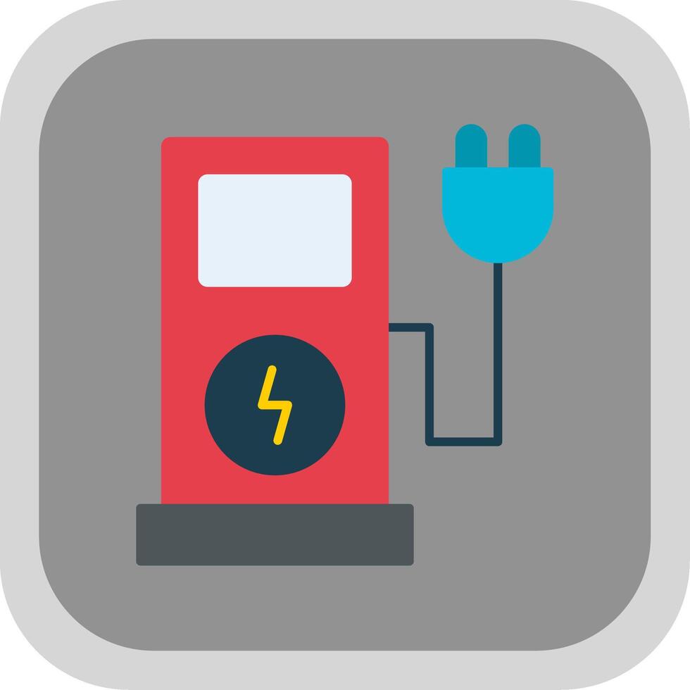 Electric Charge Flat Round Corner Icon vector