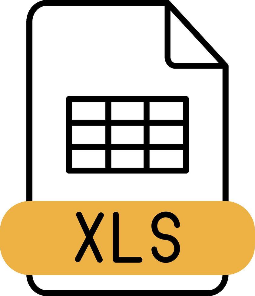 Xls Skined Filled Icon vector