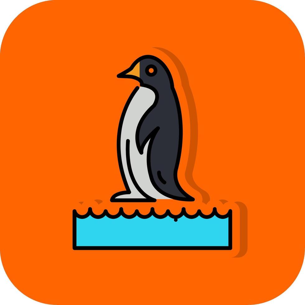 Penguin Filled Orange background Icon vector