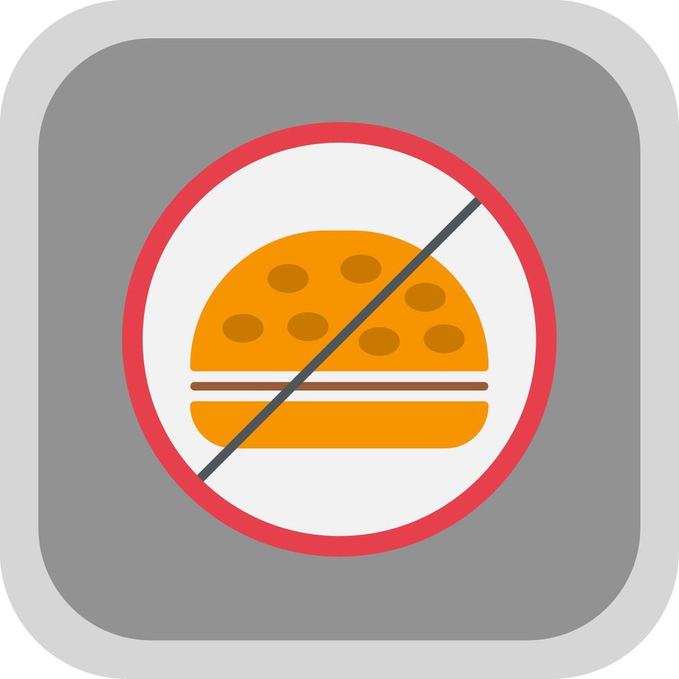 No Food Flat Round Corner Icon vector