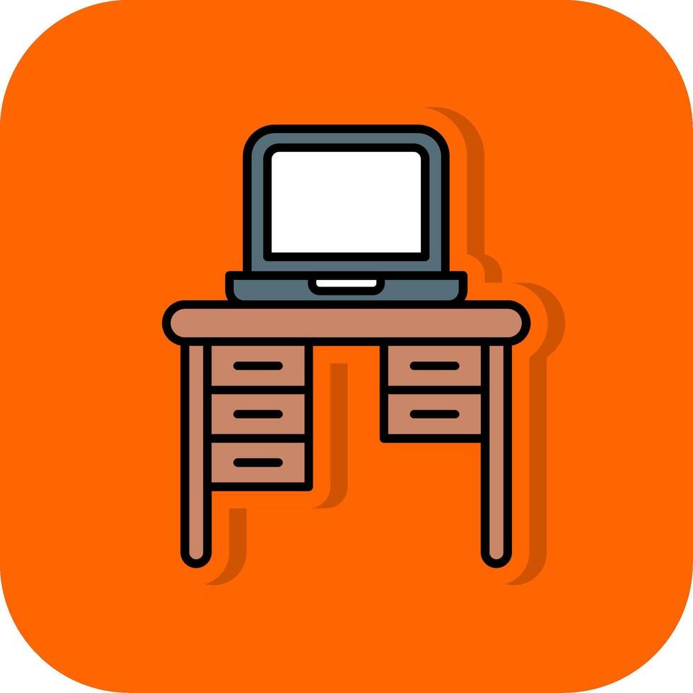 oficina escritorio lleno naranja antecedentes icono vector