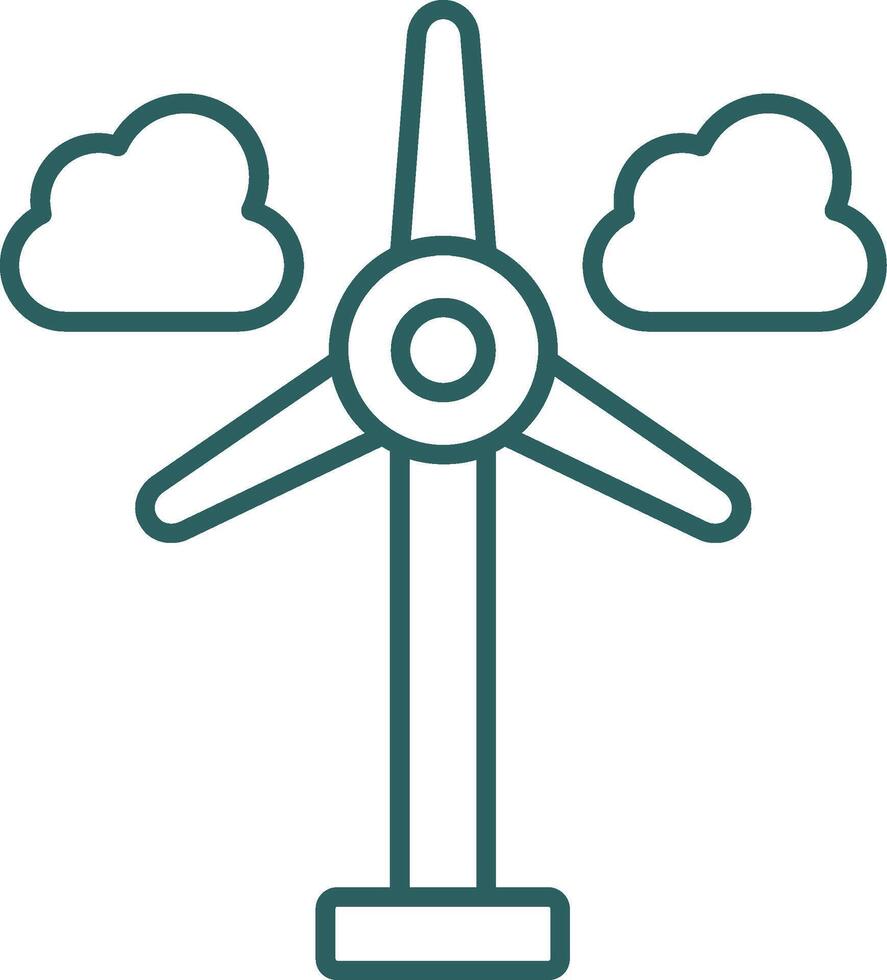 Wind Turbine Line Gradient Round Corner Icon vector