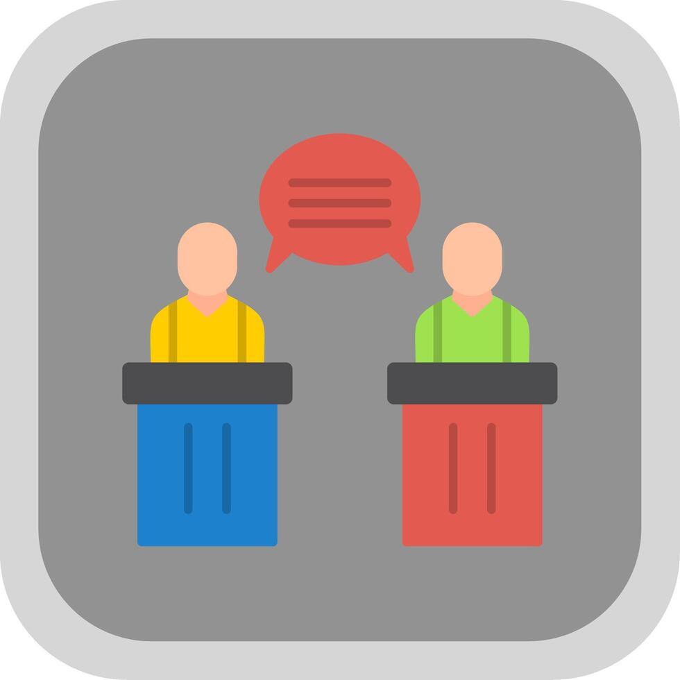 Debate Flat Round Corner Icon vector