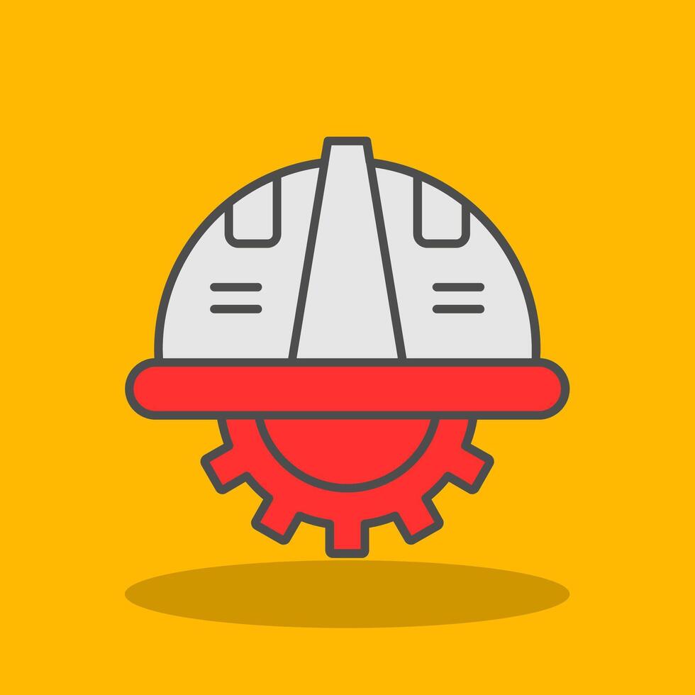 Saftey Helmet Filled Shadow Icon vector
