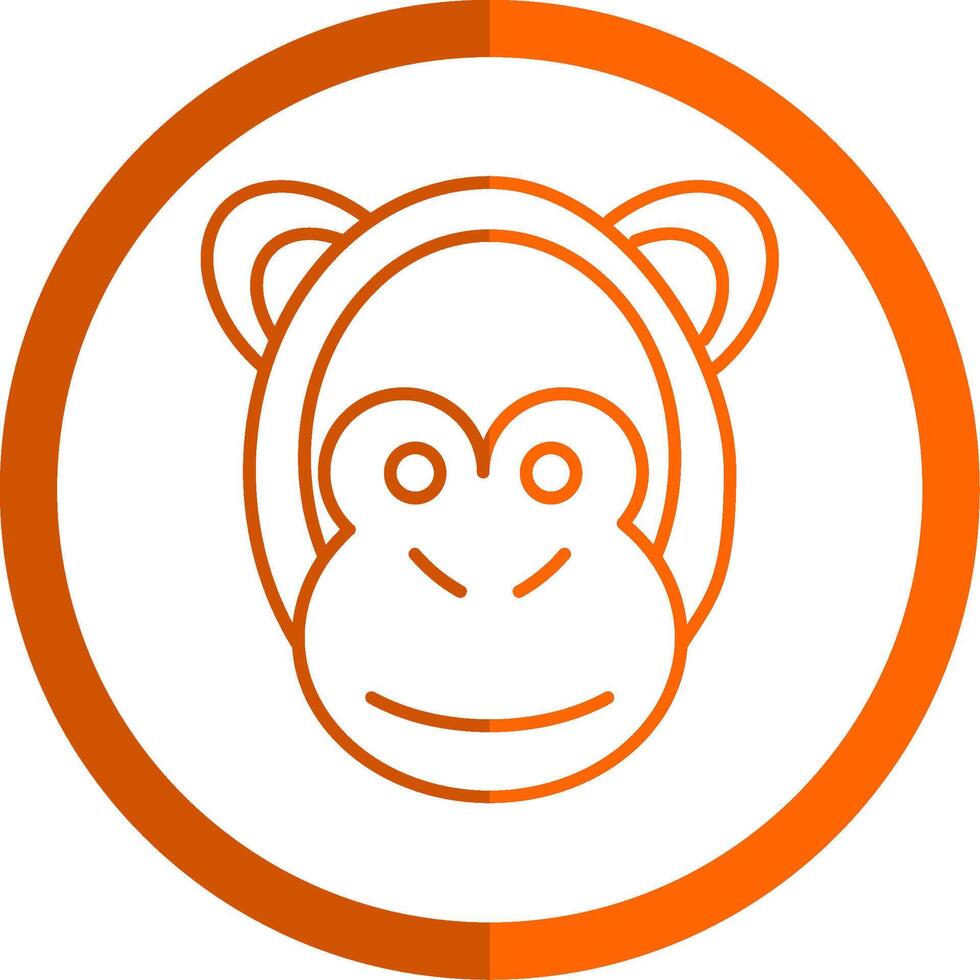 Monkey Line Orange Circle Icon vector