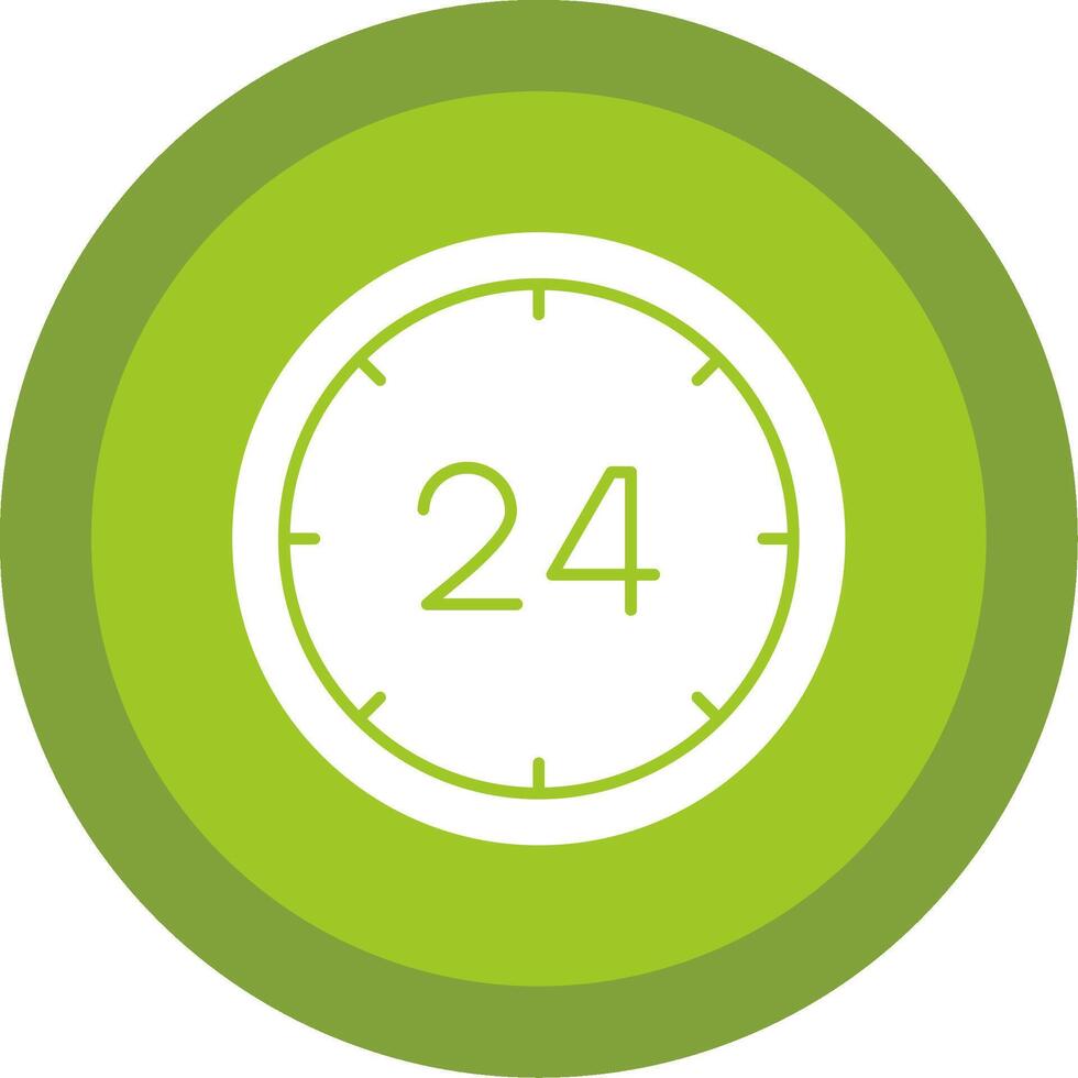 24 Hours Glyph Multi Circle Icon vector