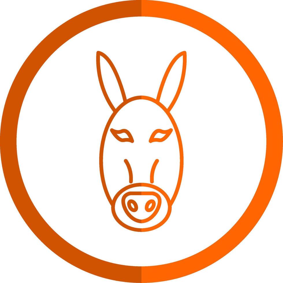 Donkey Line Orange Circle Icon vector