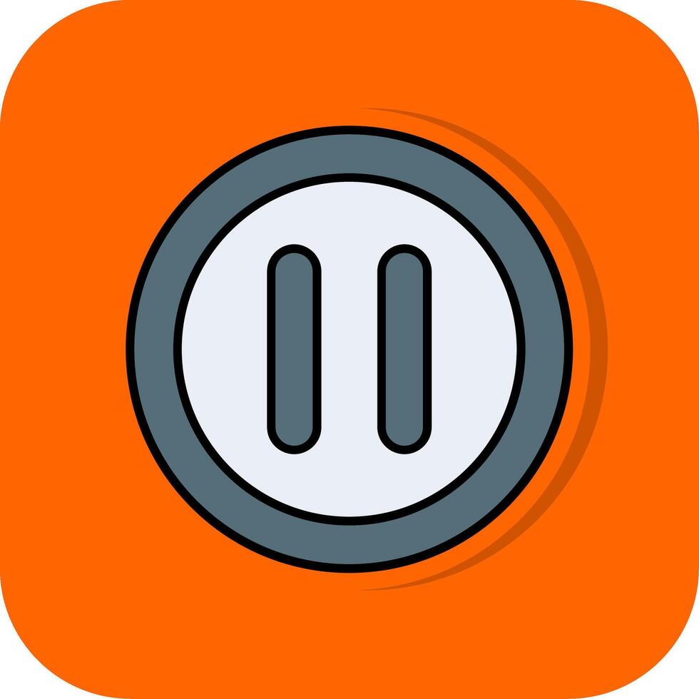 Pause Filled Orange background Icon vector