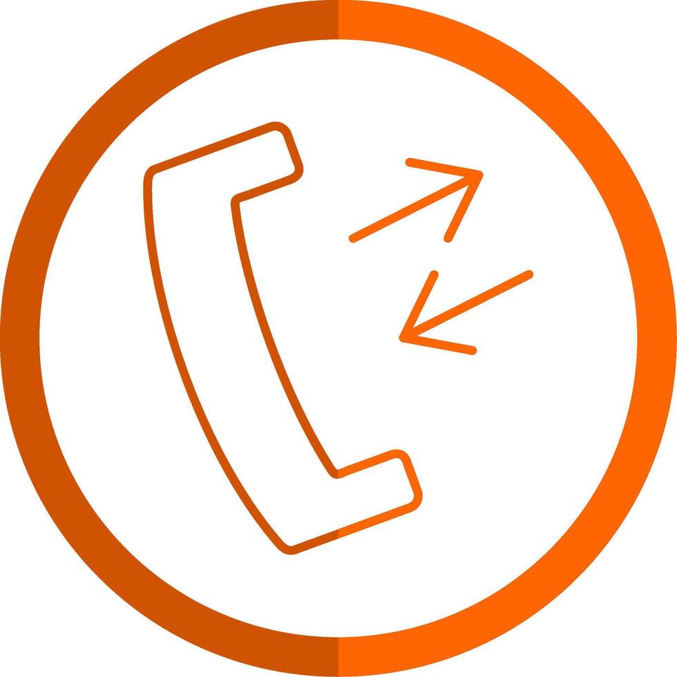 Phone Receiver Line Orange Circle Icon vector