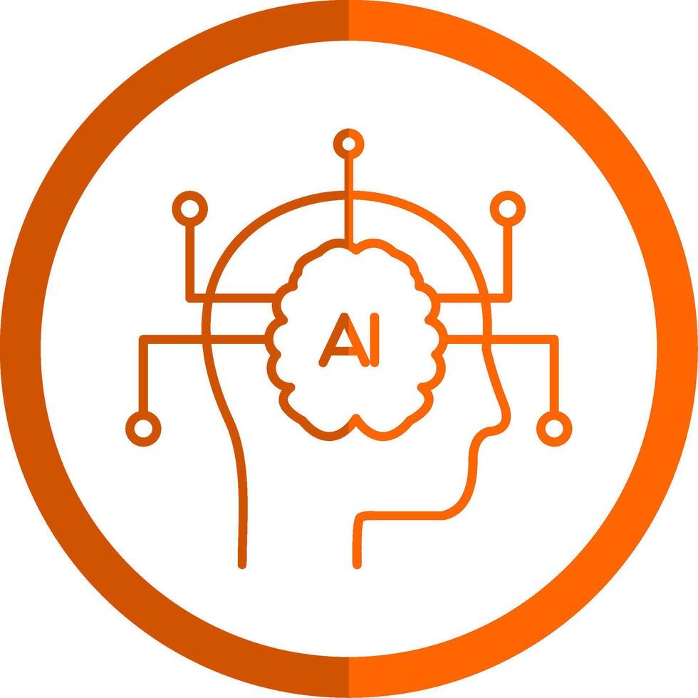Artificial Intelligence Line Orange Circle Icon vector