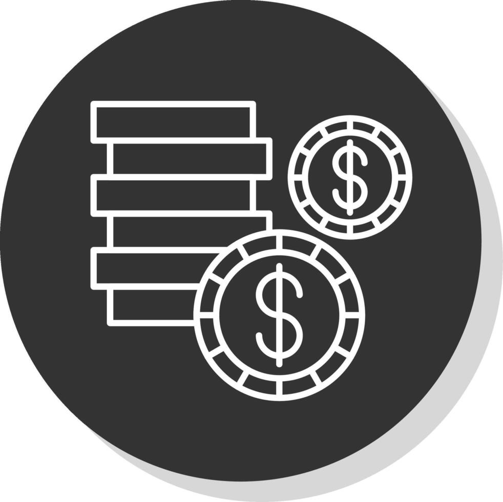 Coin Line Grey Circle Icon vector