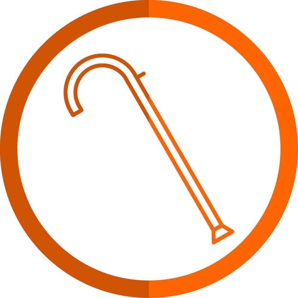 Walking Stick Line Orange Circle Icon vector