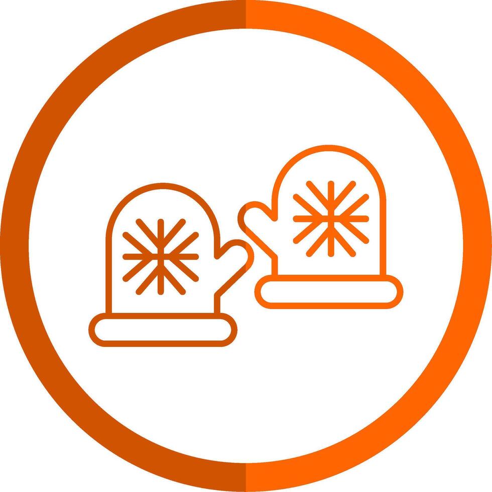 Winter Gloves Line Orange Circle Icon vector