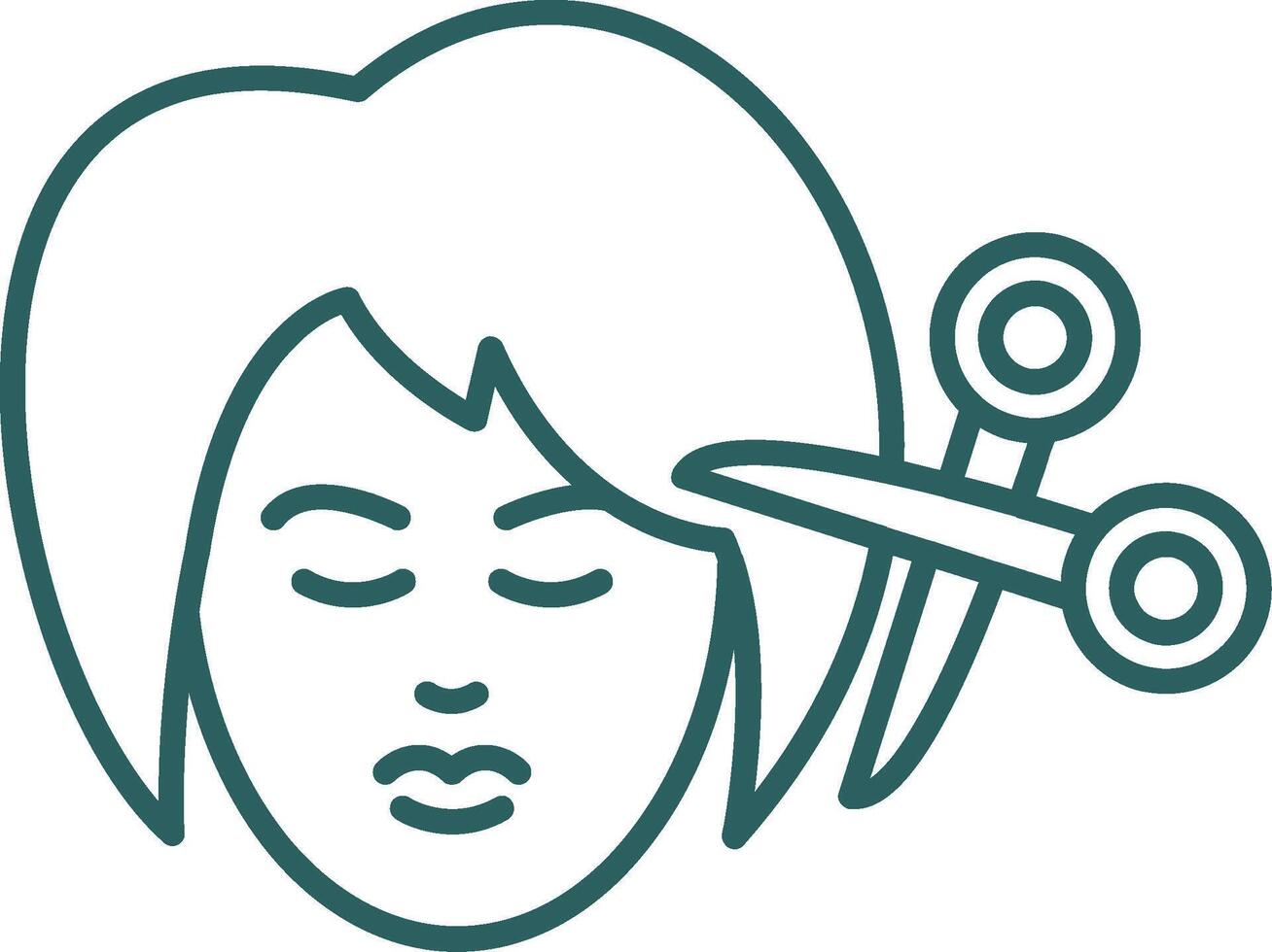 Woman Hair Line Gradient Round Corner Icon vector