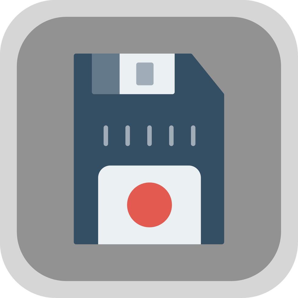 Floppy Disk Flat Round Corner Icon vector