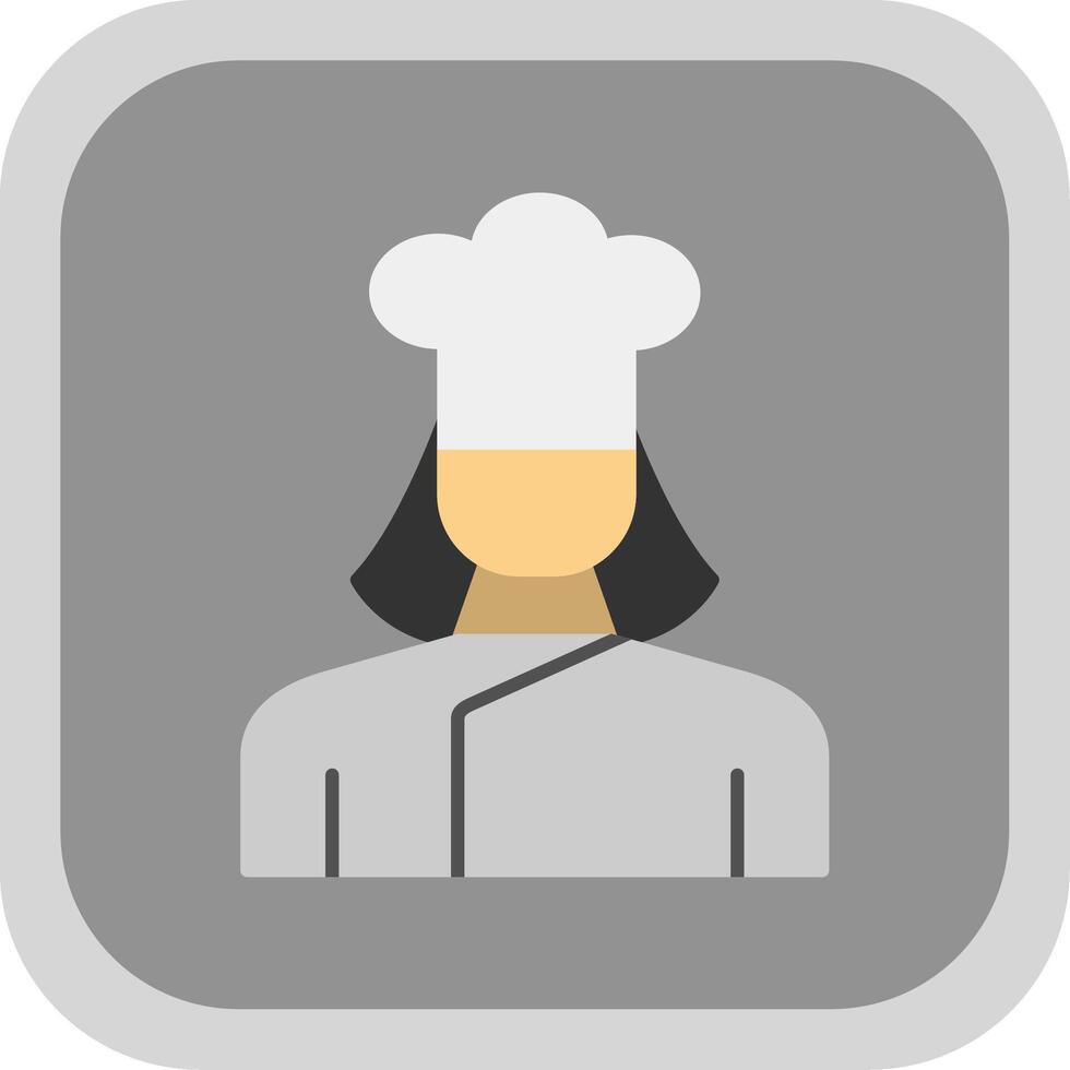 Lady Chef Flat Round Corner Icon vector