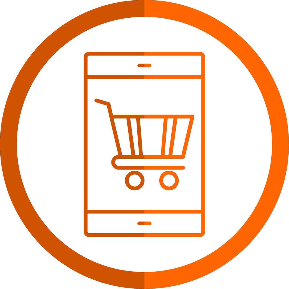 Online Shopping Line Orange Circle Icon vector