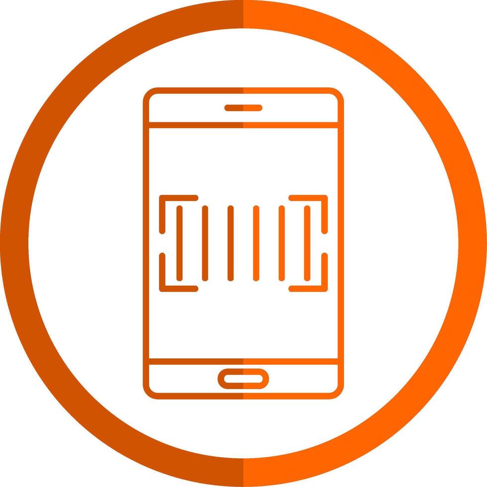 Barcode Scanner Line Orange Circle Icon vector