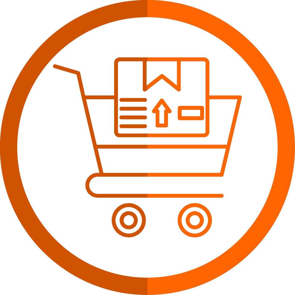 Shopping Cart Line Orange Circle Icon vector