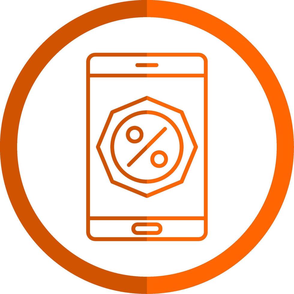 descuento línea naranja circulo icono vector