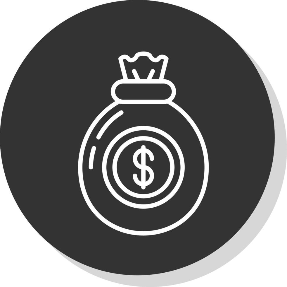 Money Bag Line Grey Circle Icon vector