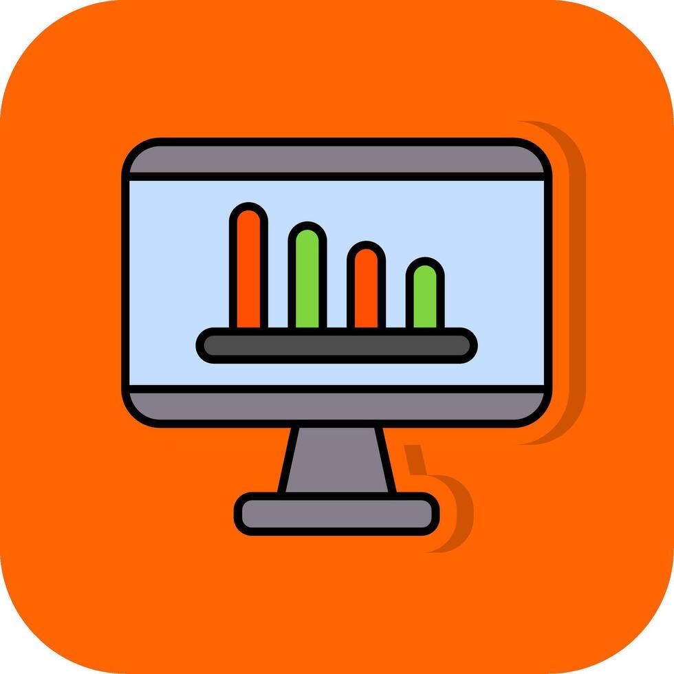 Monitor Screen Filled Orange background Icon vector