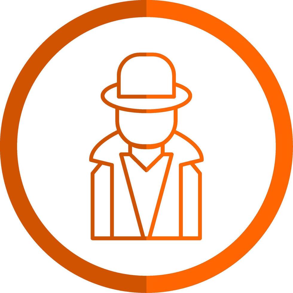 Hacker Line Orange Circle Icon vector