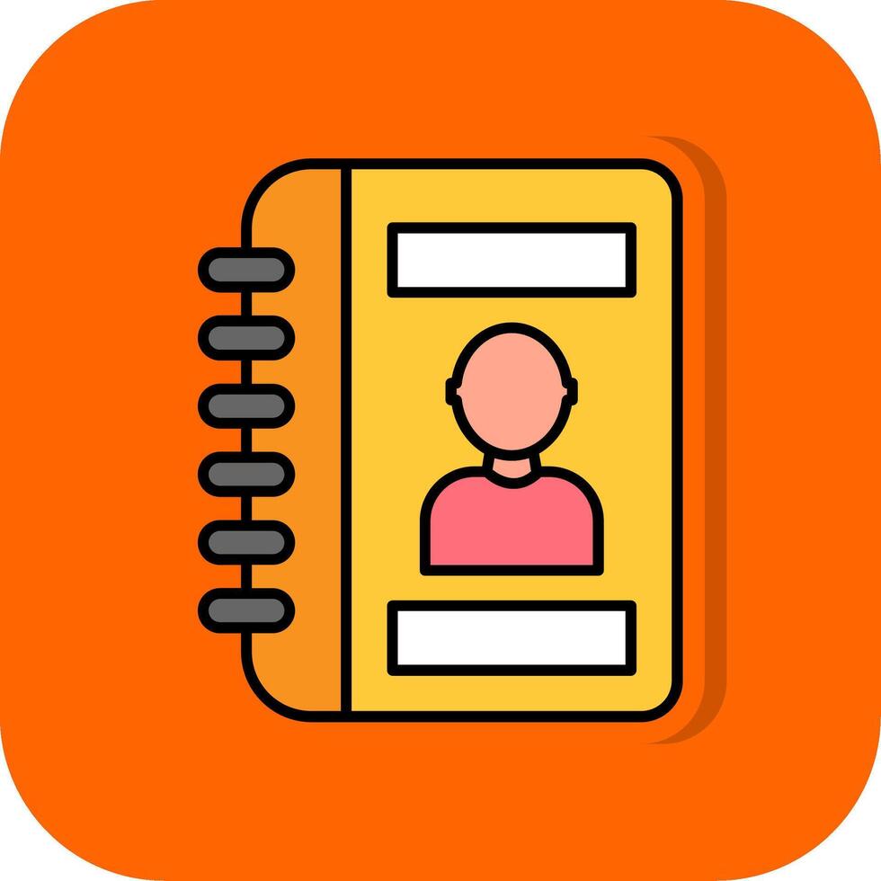 Contact Book Filled Orange background Icon vector