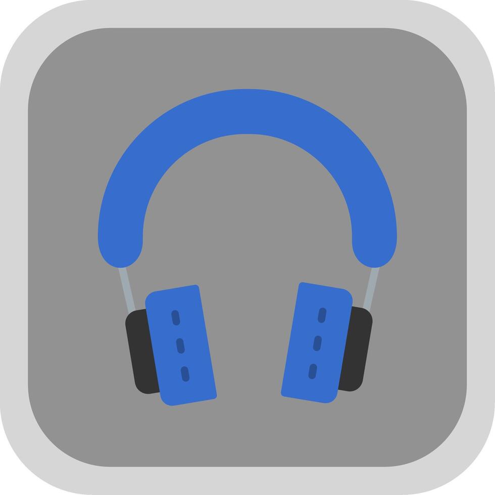 Headphones Flat Round Corner Icon vector