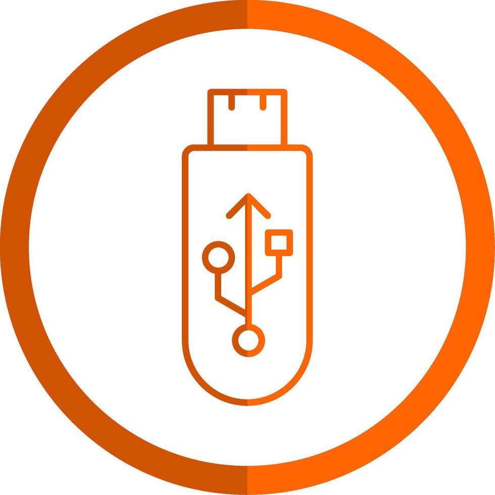 Usb Line Orange Circle Icon vector