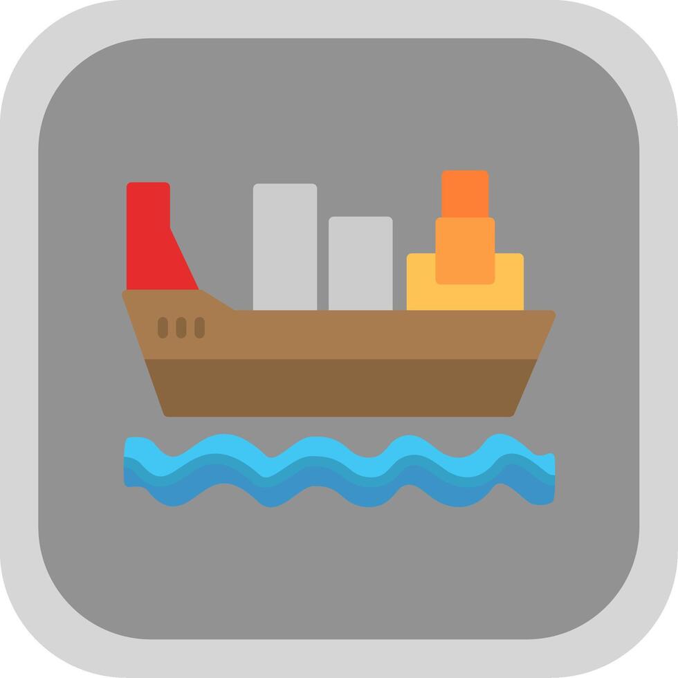 Cargo Ship Flat Round Corner Icon vector