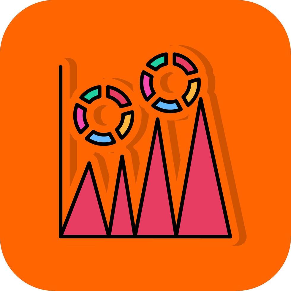 grafico lleno naranja antecedentes icono vector