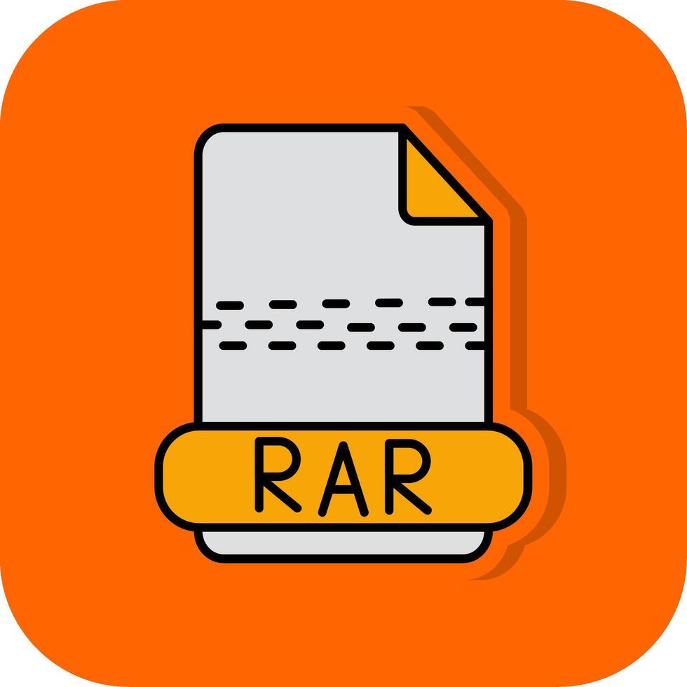 Rar Filled Orange background Icon vector