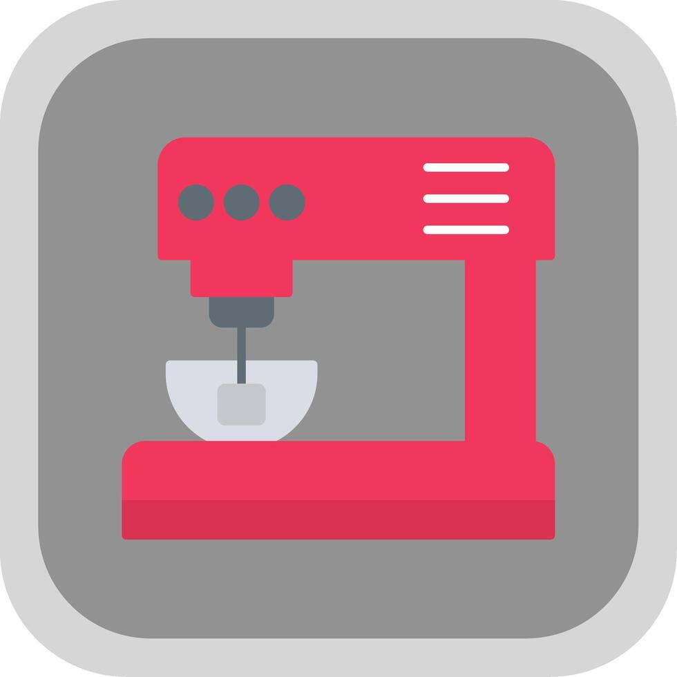 Electric Mixer Flat Round Corner Icon vector