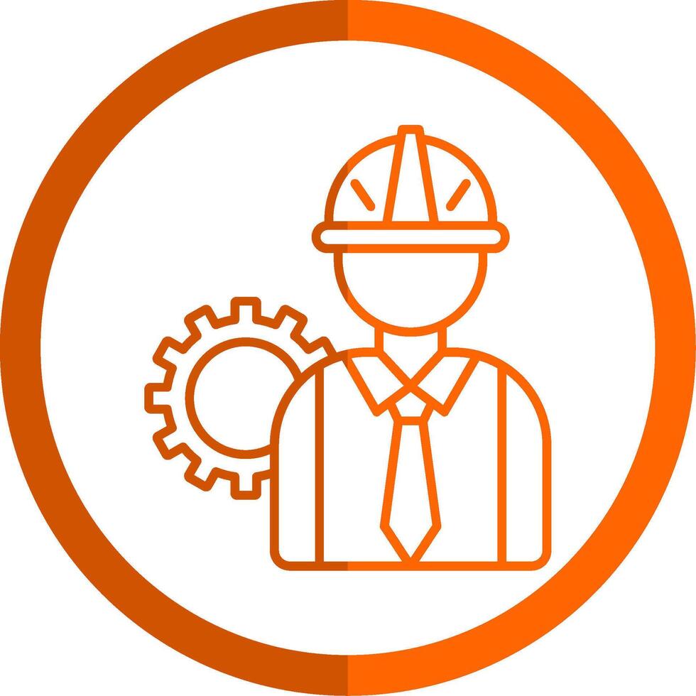 Engineer Line Orange Circle Icon vector