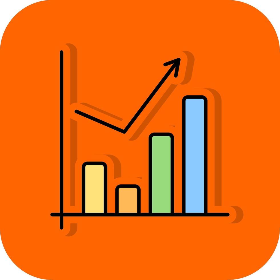 Bar Chart Filled Orange background Icon vector