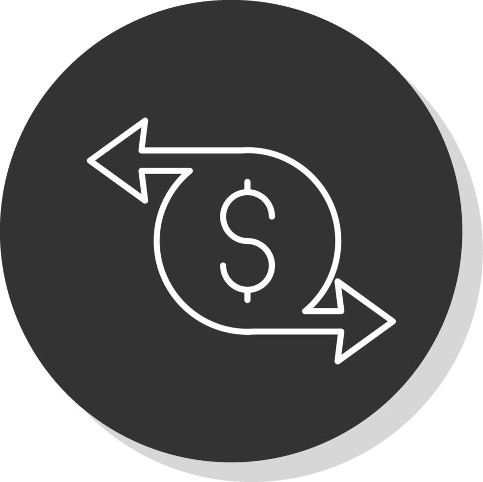 dinero transferir línea gris circulo icono vector