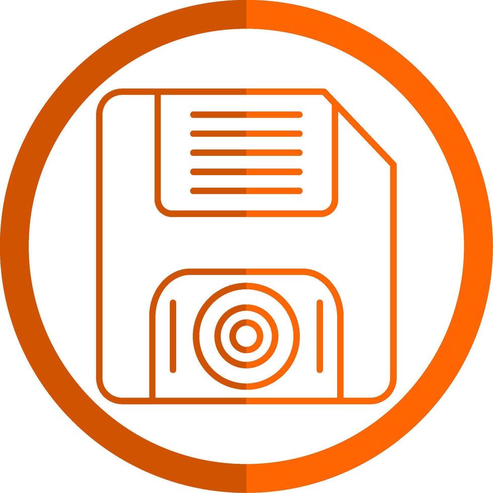 Floppy Disk Line Orange Circle Icon vector
