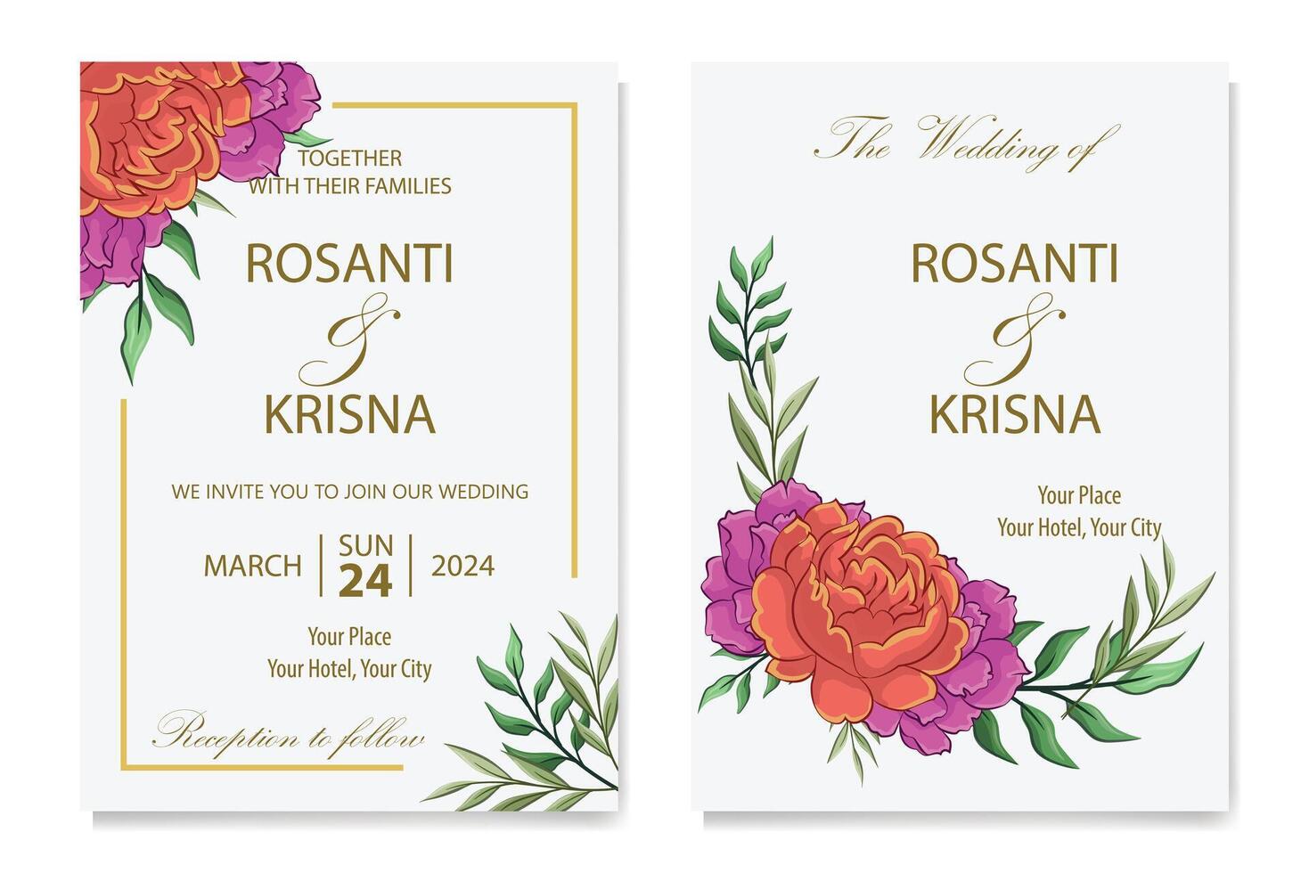 Decorative Floral Foliage Ornament for Wedding Invitation vector