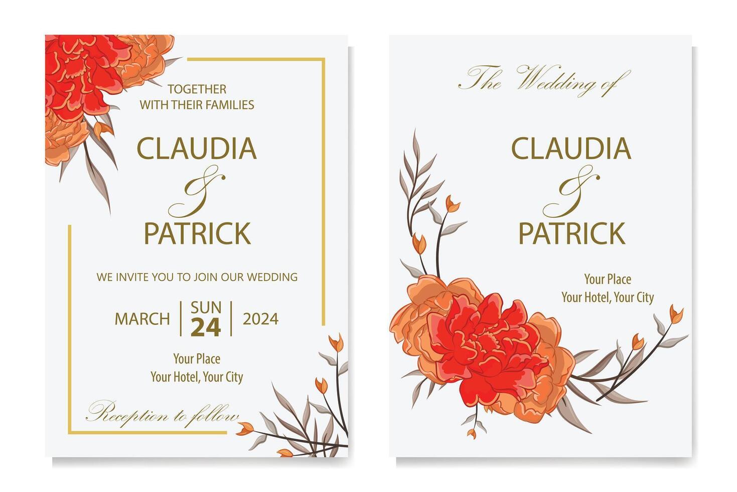Decorative Floral Foliage Ornament for Wedding Invitation vector