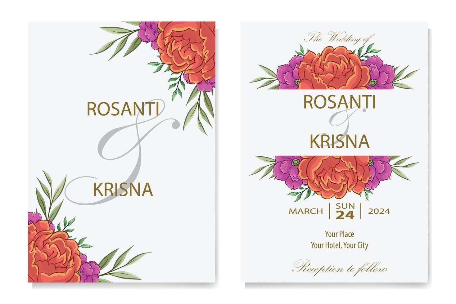 Decorative Floral Foliage Ornament for Wedding Invitation vector