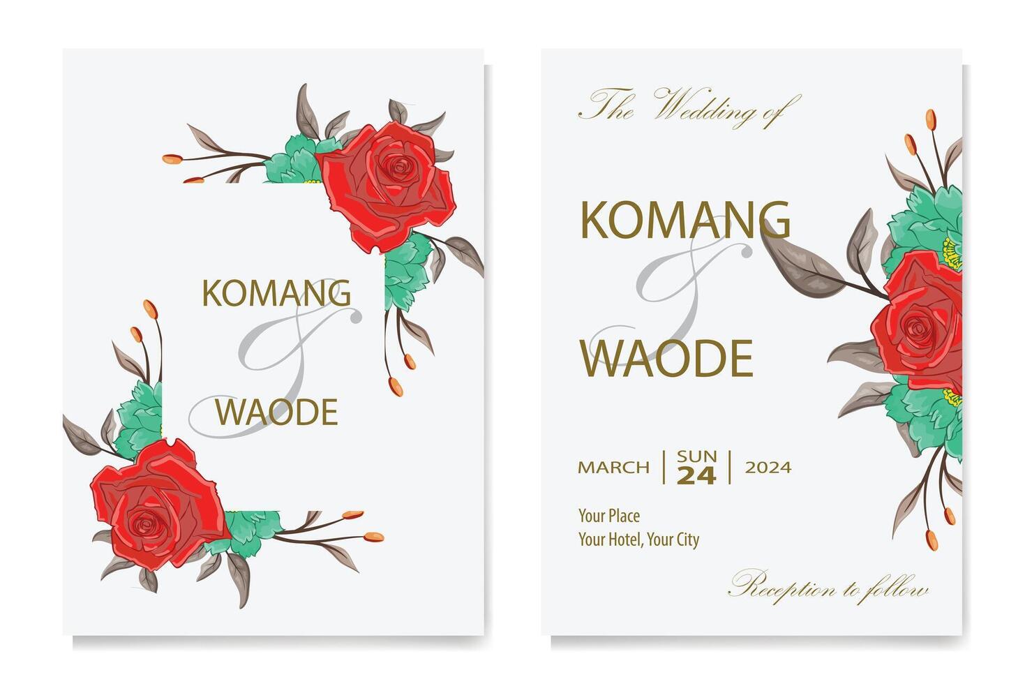 Decorative Floral Foliage Ornament for Wedding Invitation vector