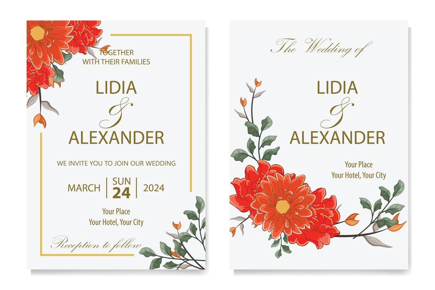 Decorative Floral Foliage Ornament for Wedding Invitation vector