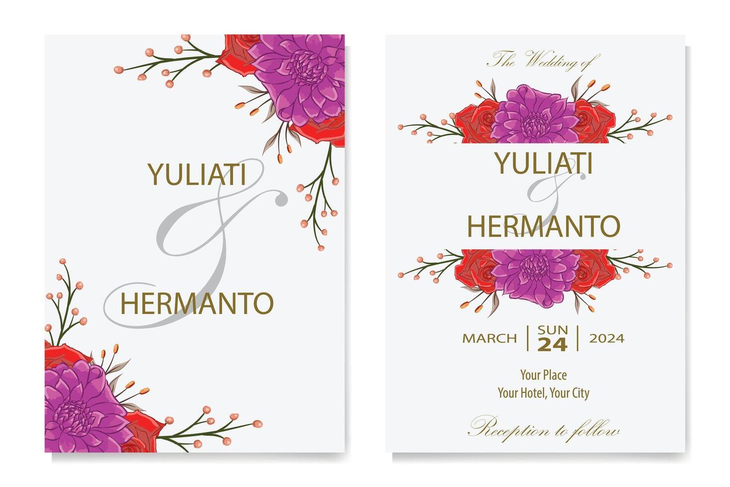 Decorative Floral Foliage Ornament for Wedding Invitation vector