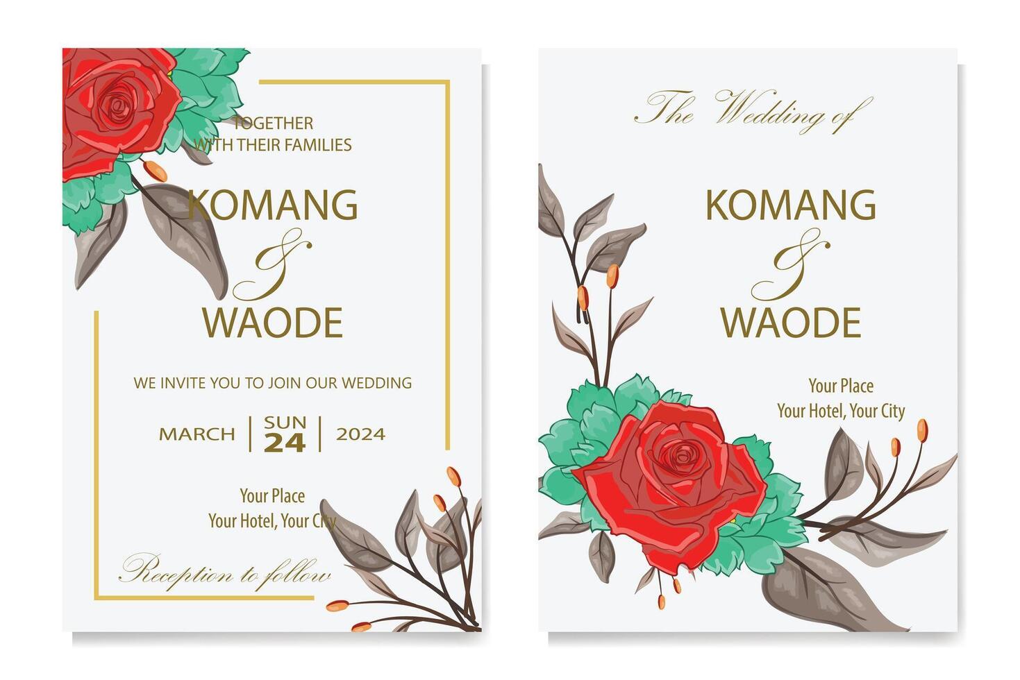 Decorative Floral Foliage Ornament for Wedding Invitation vector